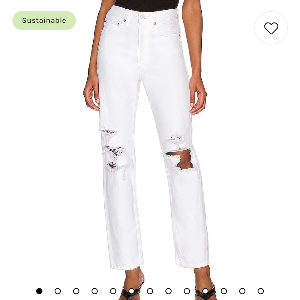 AGOLDE White Mid Rise Loose Jeans